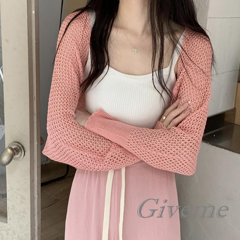 Áo Khoác Cardigan Dệt Kim Dài Tay Màu Sắc Thời Trang Cho Nữ