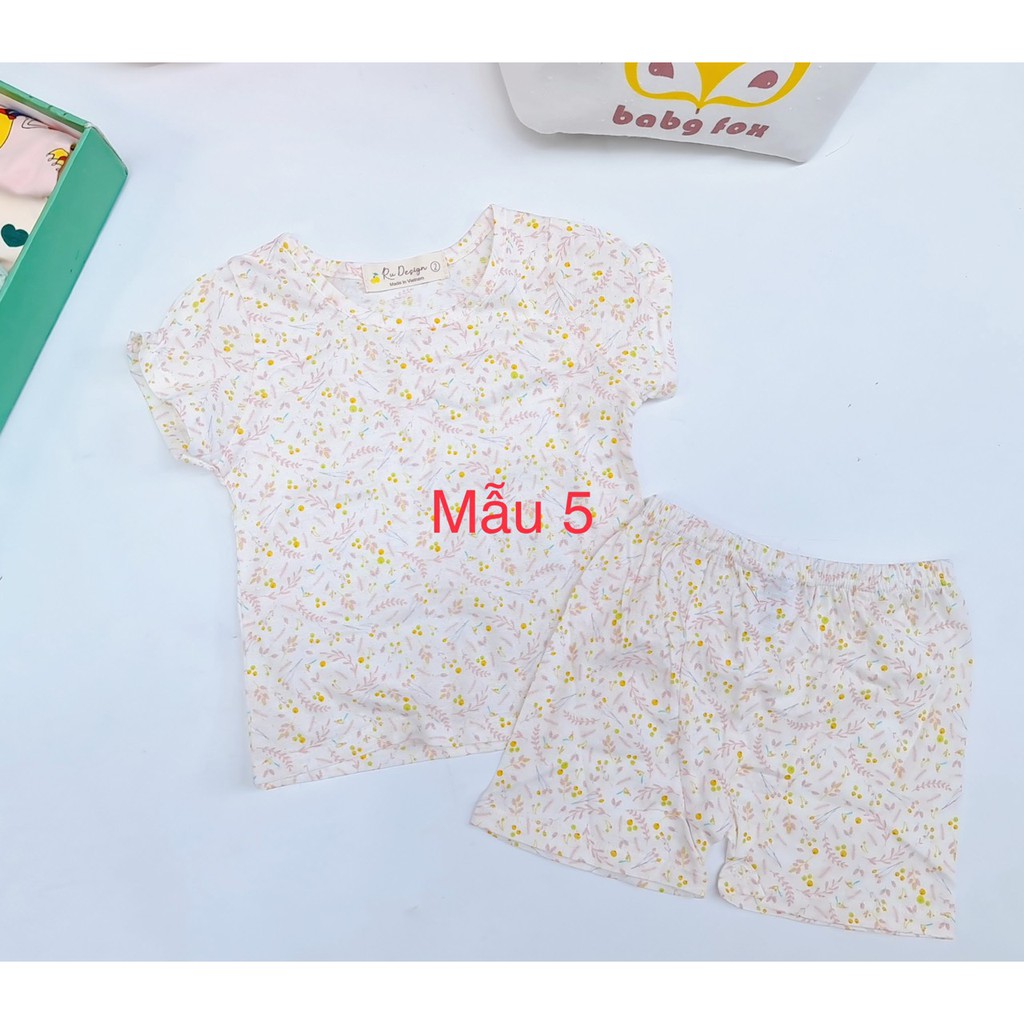 Bộ cotton thun gân/ giấy xuất Hàn cao cấp bé gái HM030