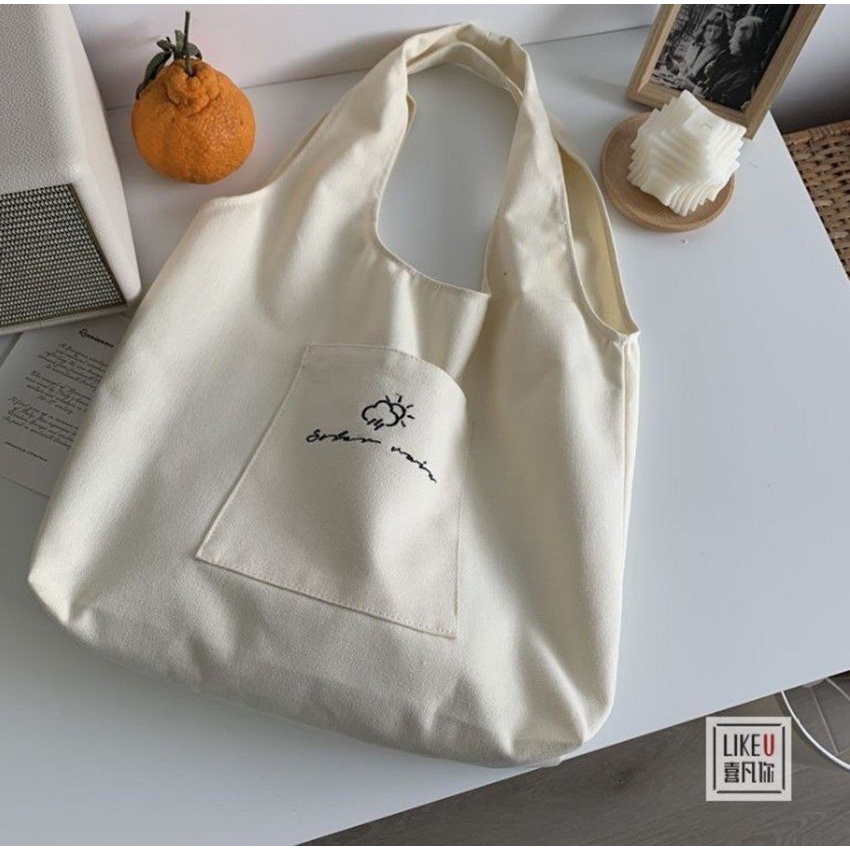 Túi tote vải canvas ulzzang đeo vai thời trang đựng đồ giá rẻ