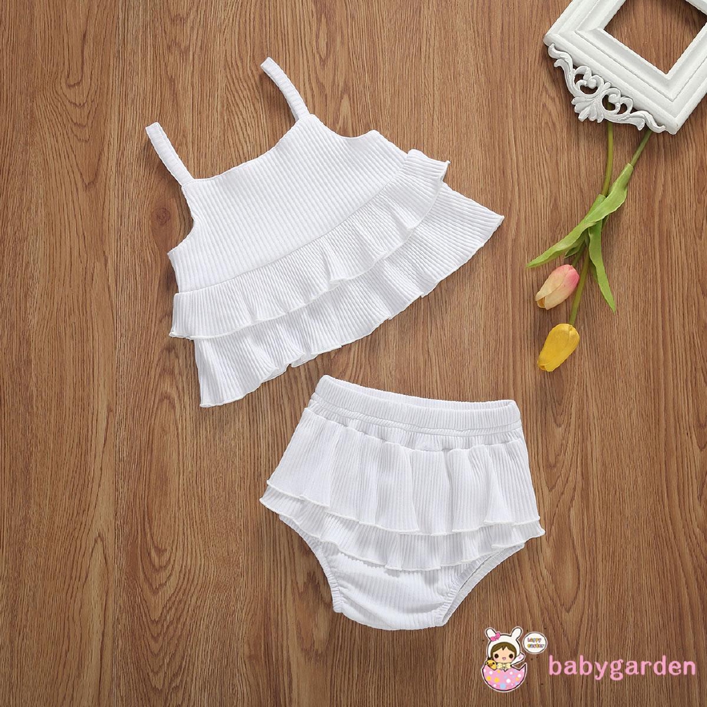 Set Áo Thun 2 Dây &amp; Quần Short Dễ Thương Cho Bé Gái