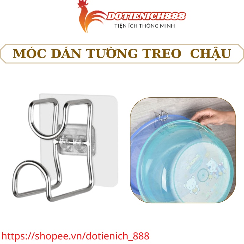 Móc Treo Thau, Chậu, đồ dùng Nhà Bếp Phòng Tắm Dán Tường Bằng Inox 304 Chắc Chắn