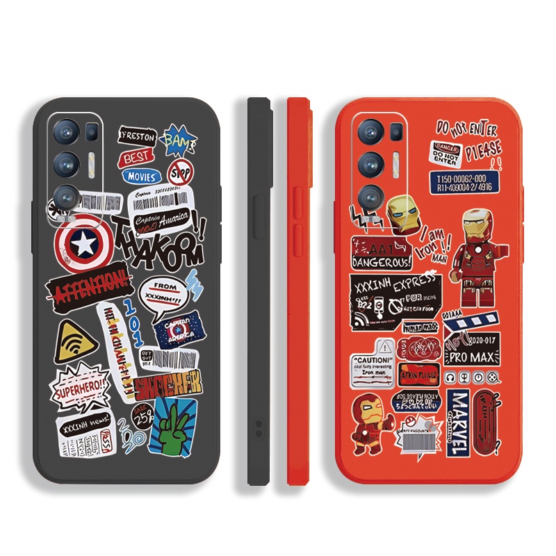 Ốp Điện Thoại Cạnh Vuông In Hình iron Man Cho OPPO Reno6 Z 5G Reno 5 Pro 4 3 Reno2 Z F A95 5G A76 A96 4G