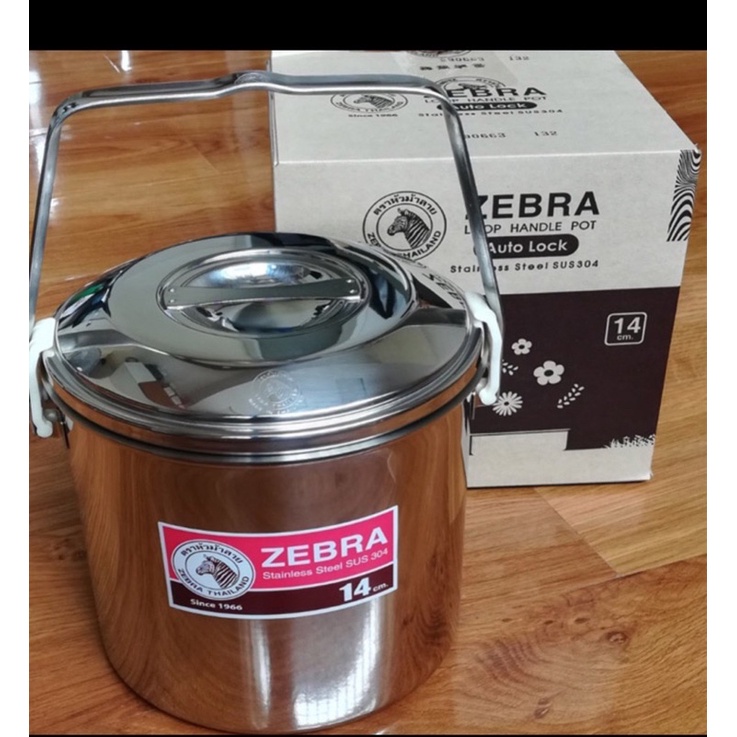 Camen Inox Zebra Thái Lan Ngăn Rưỡi Khóa Gài  14cm-151614