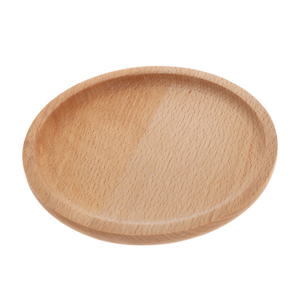 Khay gỗ tròn lót ly/ đựng thức ăn đa dụng