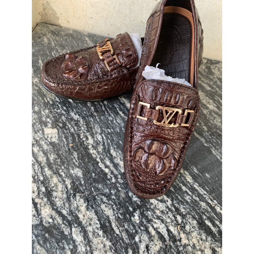 Giầy da, giầy nam da cá sấu màu đen màu nâu.