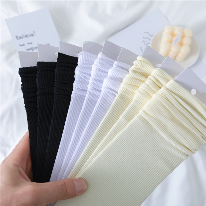 Tất vớ nữ nam cao cổ dài trắng dễ thương hàn quốc đẹp iLita chân thấp nhún đủ màu trơn đen, đỏ, vàng, xám, xanh