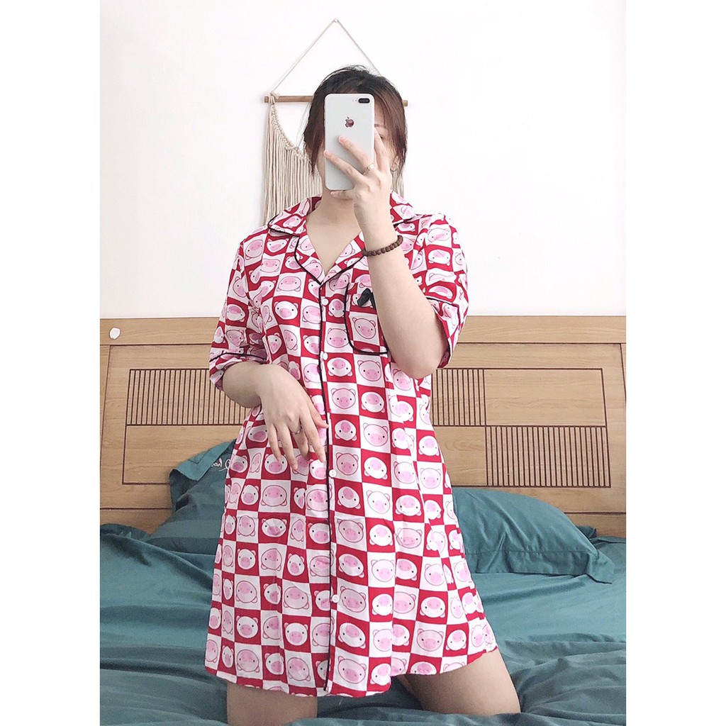 [ Hót Deal Chào Hè Chỉ Từ 49k] Đầm Ngủ Lụa Nữ Mặc Nhà Pijama Kate Thái Cao Cấp Nơ Túi Họa Tiết Dễ Thương Freesezi40-60kg