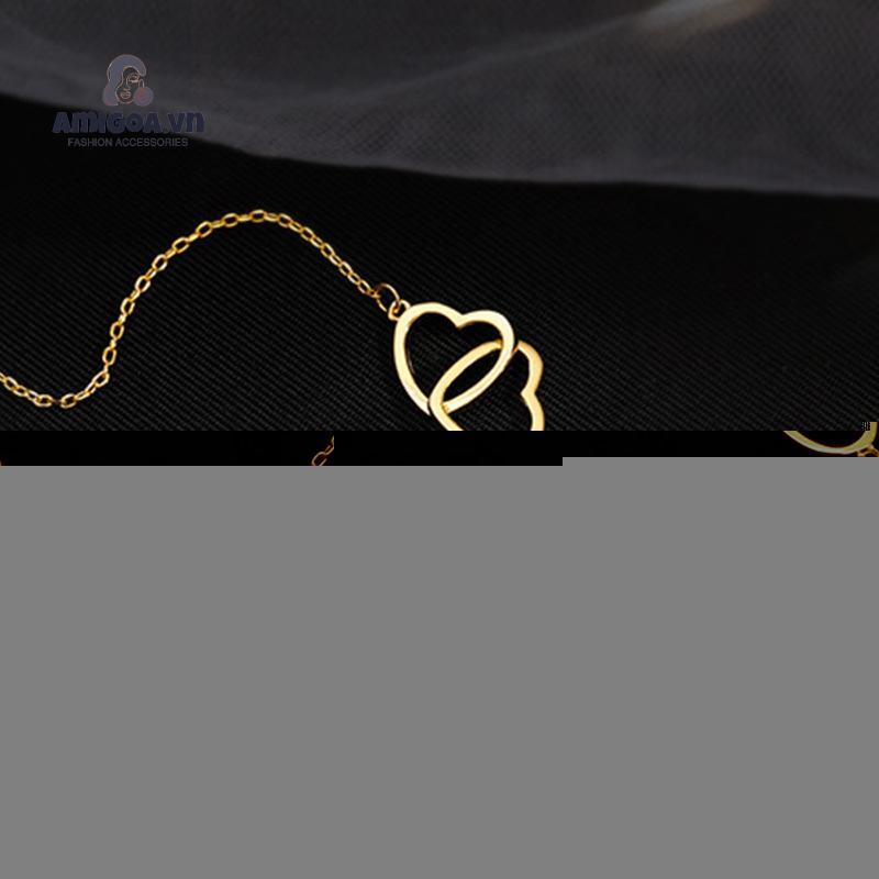 Vòng cổ Sợi Xích Mặt Hình Trái Tim Đôi Đơn Giản