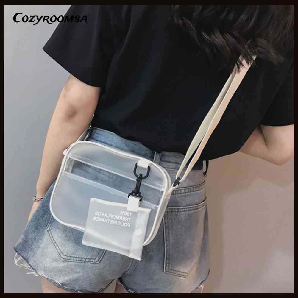 Túi Đeo Chéo Mini Bằng PVC Trong Suốt Phối Khóa Kéo Thời Trang Cho Nữ