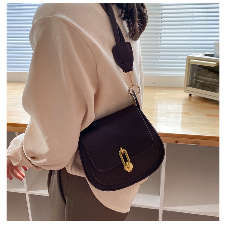 Túi Xách Nữ Đeo Chéo Hình Bầu Dục Túi Đẹp Nách Da PU Màu Đen Màu Nâu Kiểu Dáng Đơn Giản Phong Cách Hàn Quốc