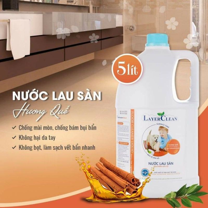 Nước lau sàn hữu cơ Layer Clean hương Gió biển 5l