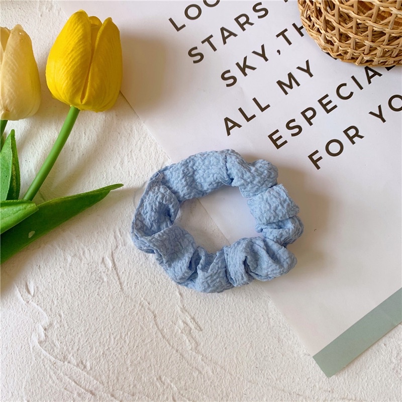 Dây buộc tóc Scrunchies nhiều màu vải đũi xốp cho nữ