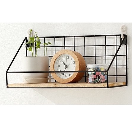 Kệ Sắt Đáy Gỗ  Treo Tường Để Đồ Đa Năng Decor Trang Trí Nhà Cửa Tặng Kèm Đinh Hoặc Miếng Dán