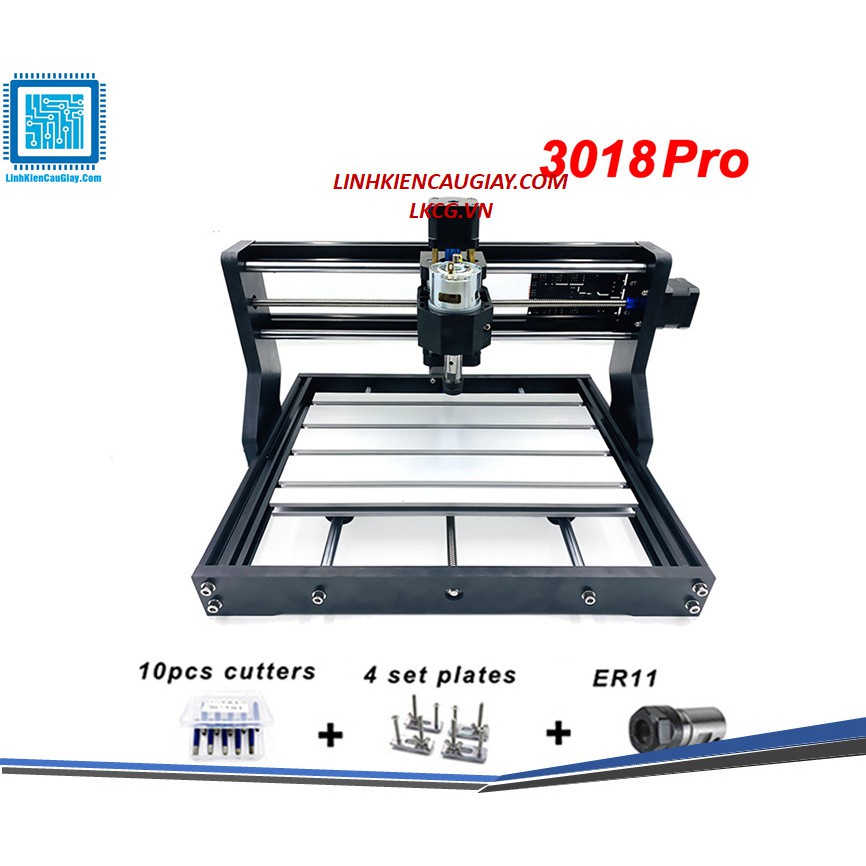 Máy phay gỗ CNC 3018 PRO (Tặng kèm 10 mũi phay PCB + 4 Set plates + ER11)