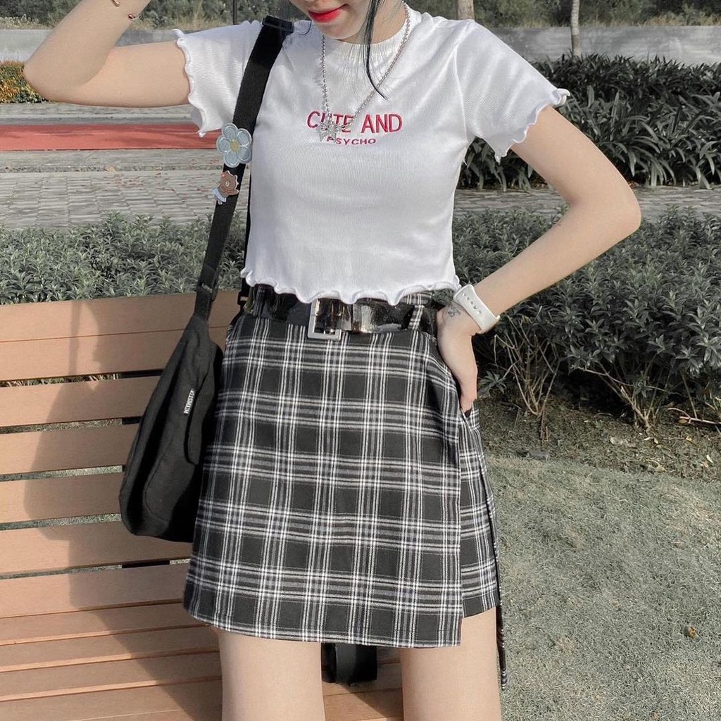 Áo croptop cute KA Closet chất zip cotton co dãn ko xù hàng đẹp, chữ thêu, 2 màu Đen Trắng siêu hot