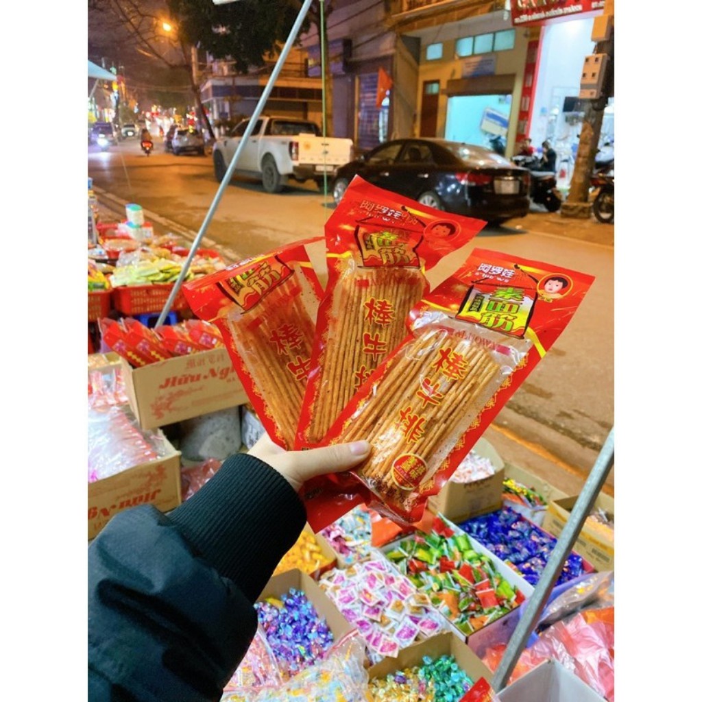 Bánh tăm cay bé gói mini que!