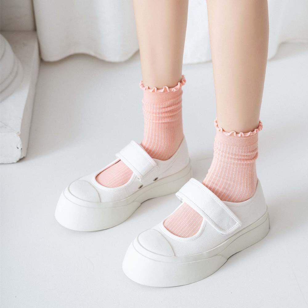 Vớ Thể Thao Ngắn Harajuku Họa Tiết Sọc Ngọt Ngào Dễ Thương Cho Nữ