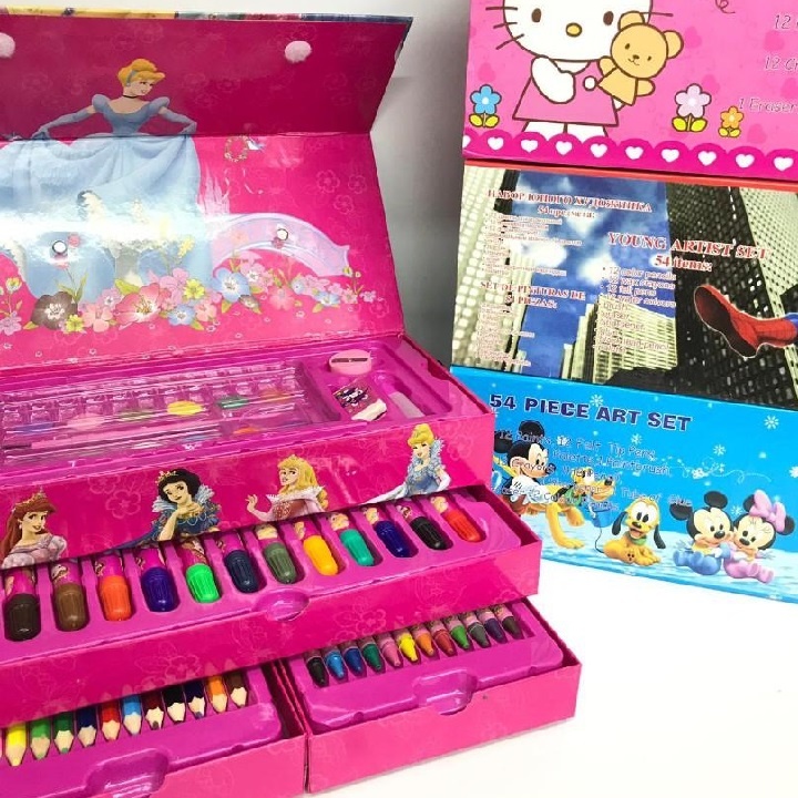 Bộ hộp màu 54 chi tiết, 3 tầng cho bé kích thích sáng tạo