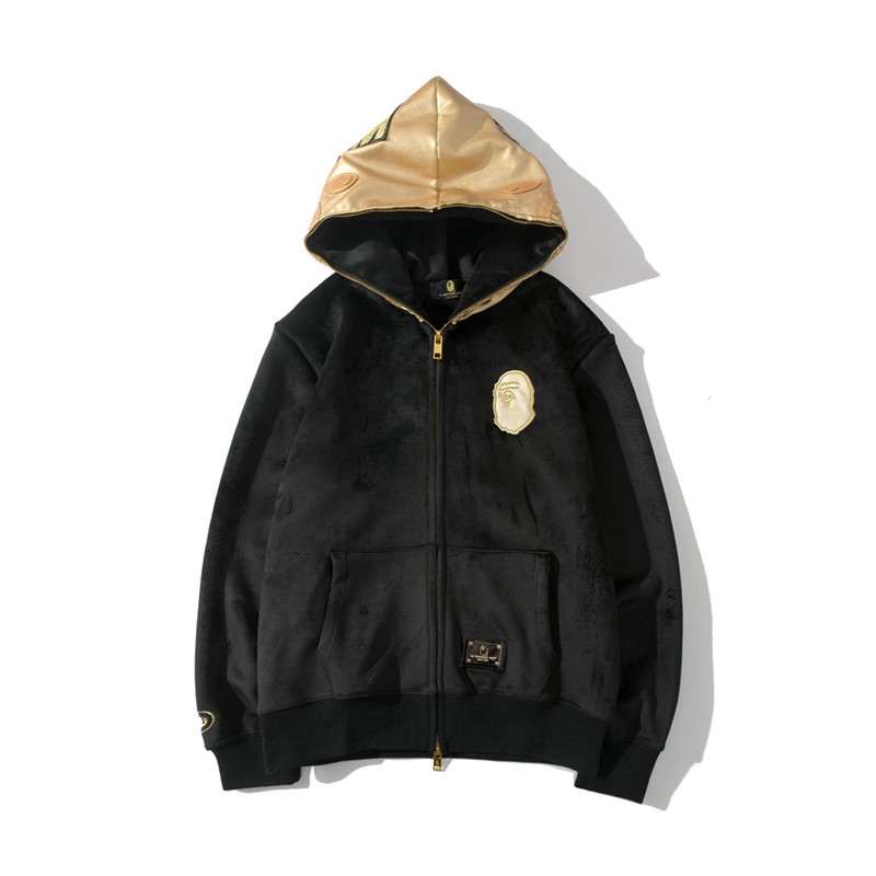 Áo Jacket Bape nhung phối mũ da hàng cao cấp Ss2022
