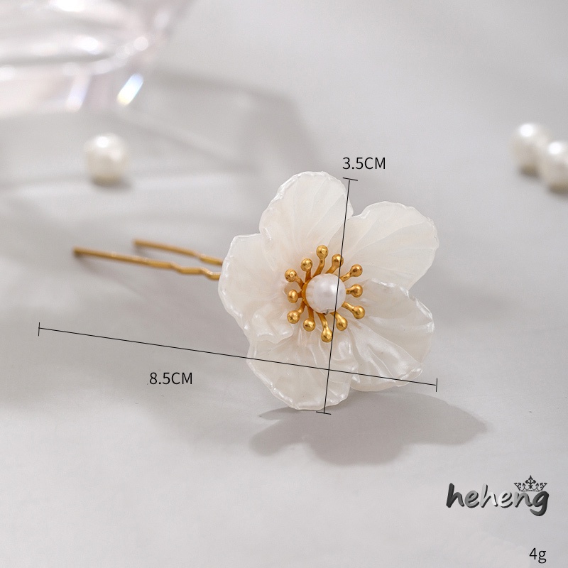 Set 3 Kẹp Tóc Hoa Trắng Thanh Lịch Cho Nữ