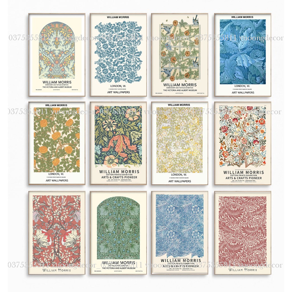 20 Bộ tranh dán tường WILLIAM , dày 5mm tranh decor, canvas sticker có sẵn băng keo 2 mặt