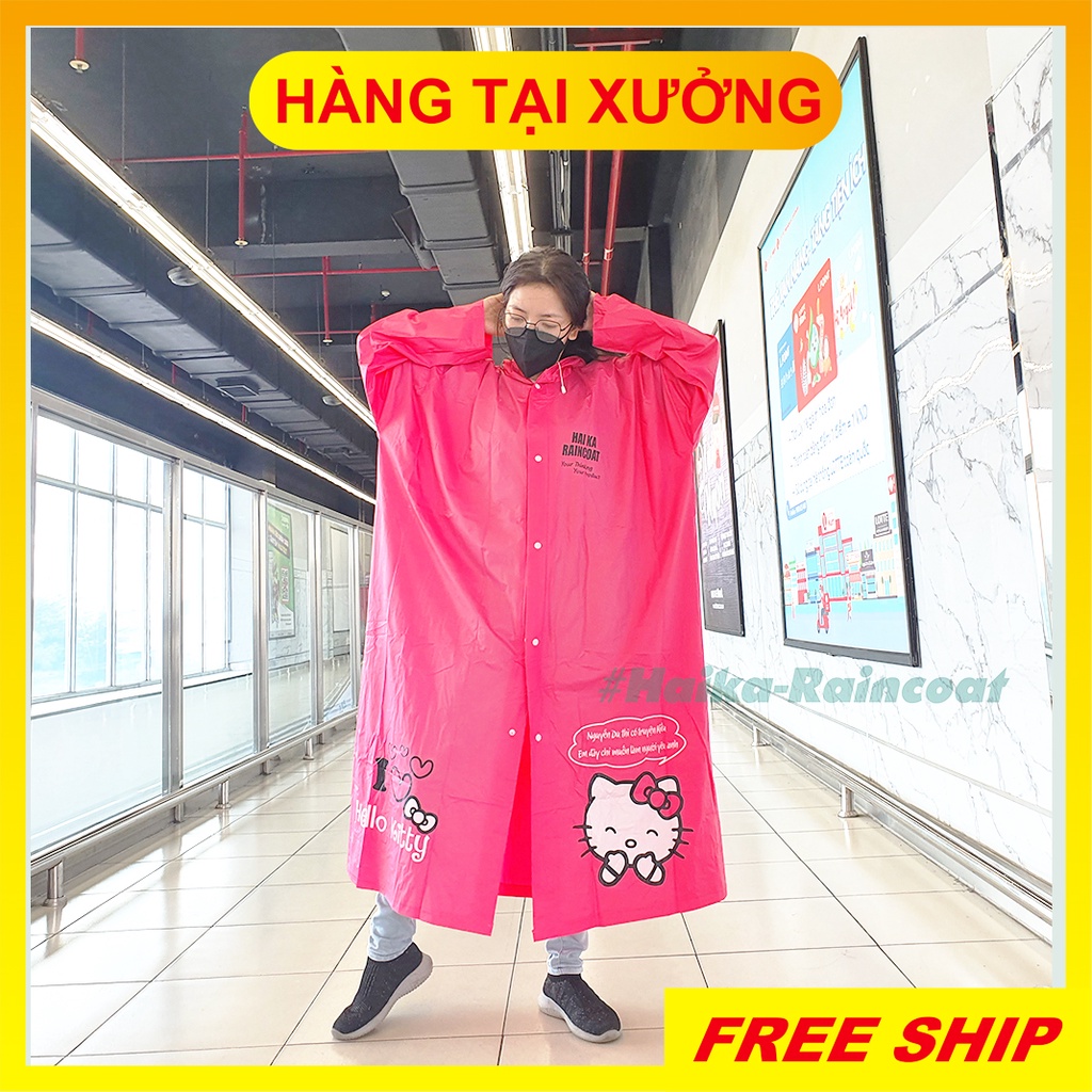 Xưởng Áo mưa Măng tô Dây kéo Hello Kitty  - Áo mưa hoạt hình Cute/Chất liệu PVC siêu bền Đài Loan