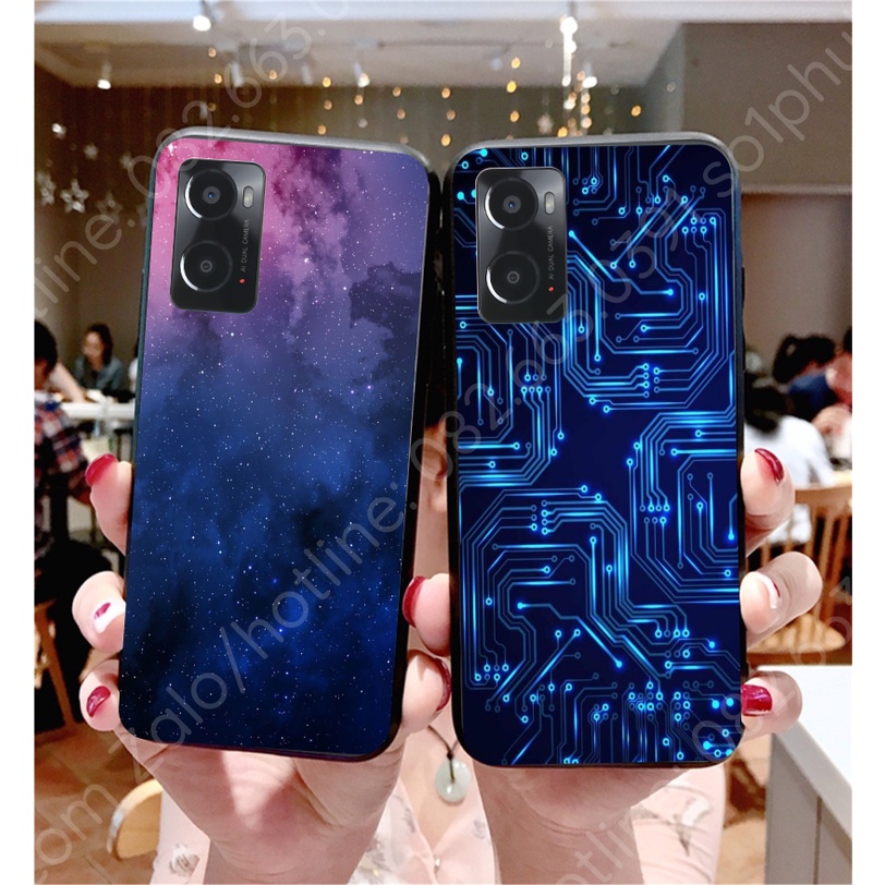 Ốp lưng Oppo A76 / A36  ép cường lực kính chống bể bóng bẩy hình thiên hà , vũ trụ đẹp