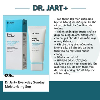 Kem chống nắng [Dr.Jart+] Every Sunday Moisturizing Sun 50ml / tặng Sữa rửa mặt 30ml