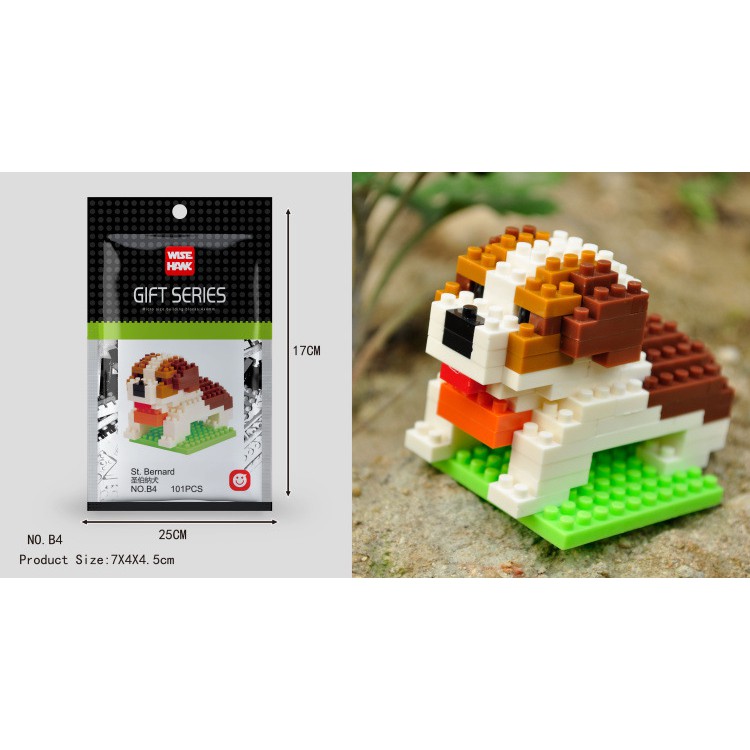 Đồ chơi lắp ráp mô hình động vật dễ thương legonano WISE HAWK B01-B26