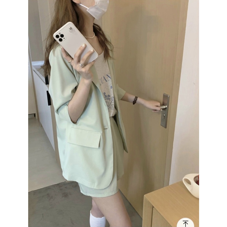 ÁO BLAZER NGẮN TAY MỎNG KHOÁC MÙA HÈ, ÁO KHOÁC VEST BLAZER CỘC TAY 1 LỚP PHONG CÁCH HÀN QUỐC
