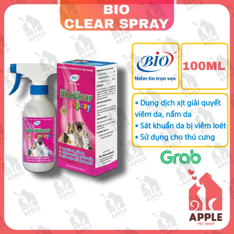 [BIO-CLEAR SPRAY] [100ML] Chai xịt xử lý nấm da, viêm da, khử trùng vết thương