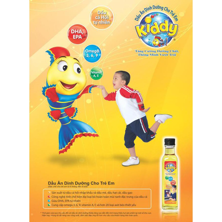 Dầu ăn dinh dưỡng Kiddy cá hồi cho bé từ 6 tháng 250ml⚡FREE SHIP