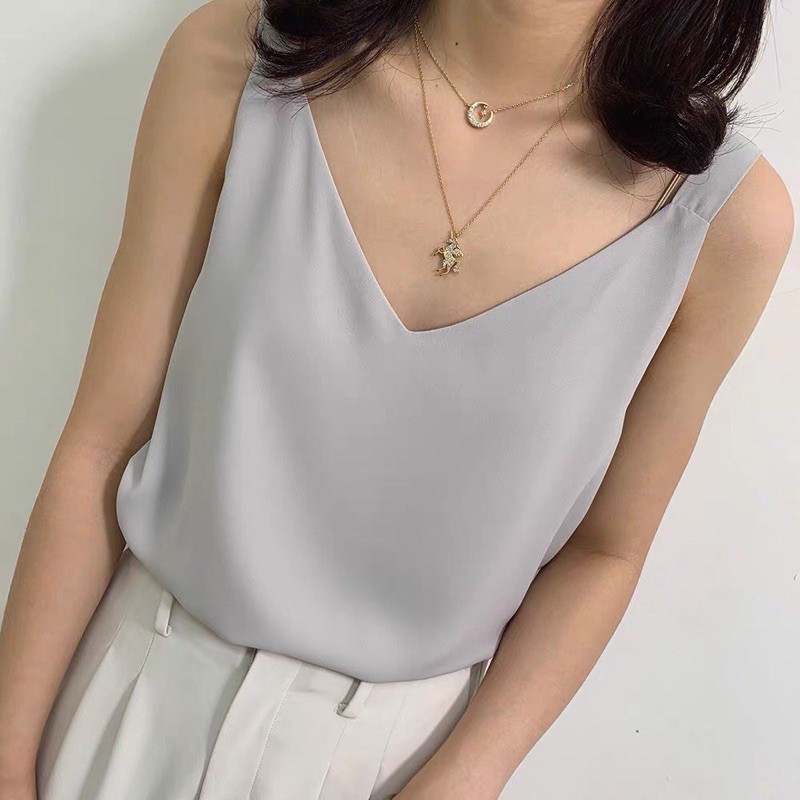 Áo hai dây nữ bản to 2cm lụa Hàn  siêu sang | BigBuy360 - bigbuy360.vn