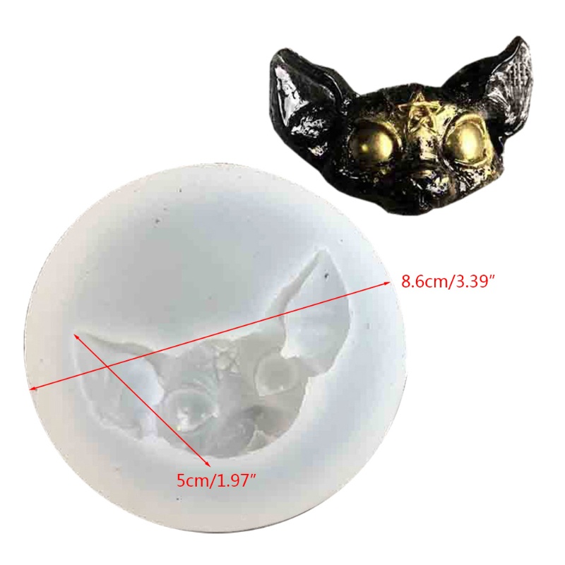 Khuôn silicone làm mặt trang sức hình mèo đeo sừng 3 mắt