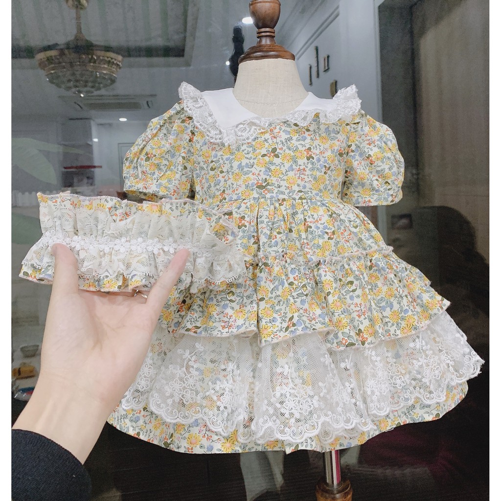 Váy lolita cho bé gái sơ sinh, 0,1,2,3,4,5,6,7,8 tuổi Babystore88, Đầm công chúa bé gái hàng thiết kế V11