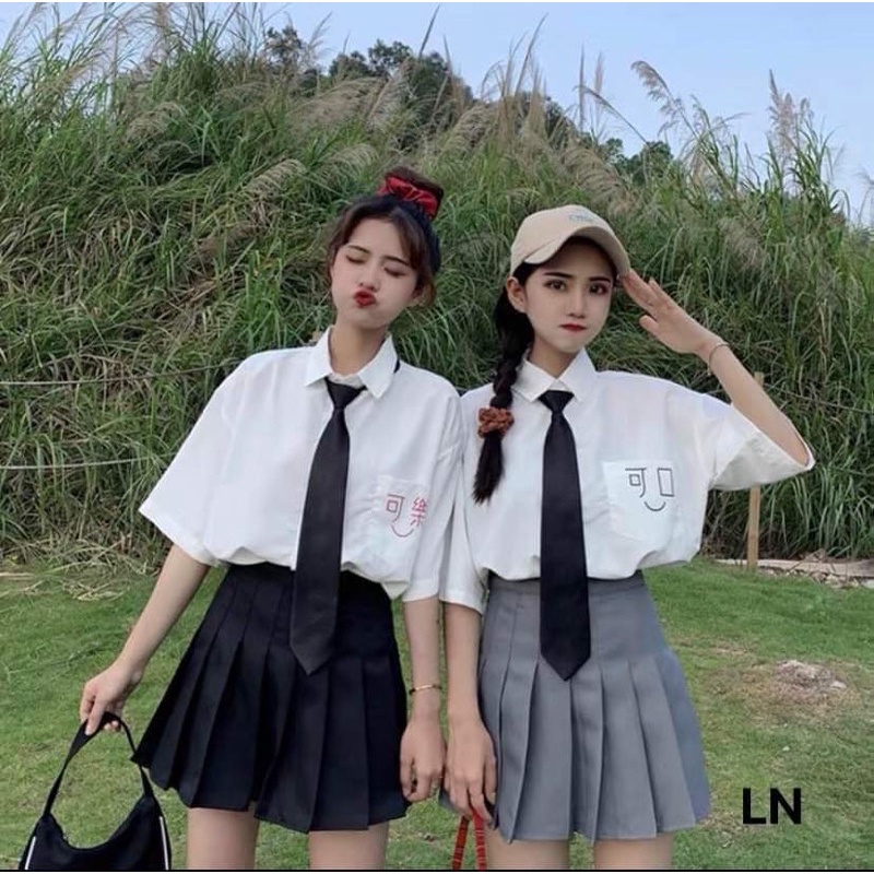 Áo sơ mi chữ mặt cười in túi (cà vạt) TH6