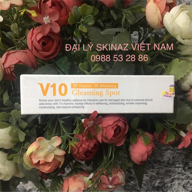 Serum phục hồi da nám, tàn nhang, vết sạm, đồi mồi, thâm quầng mắt cao Cấp V10 Gleaming Spot Skinaz Hàn Quốc (15ml)