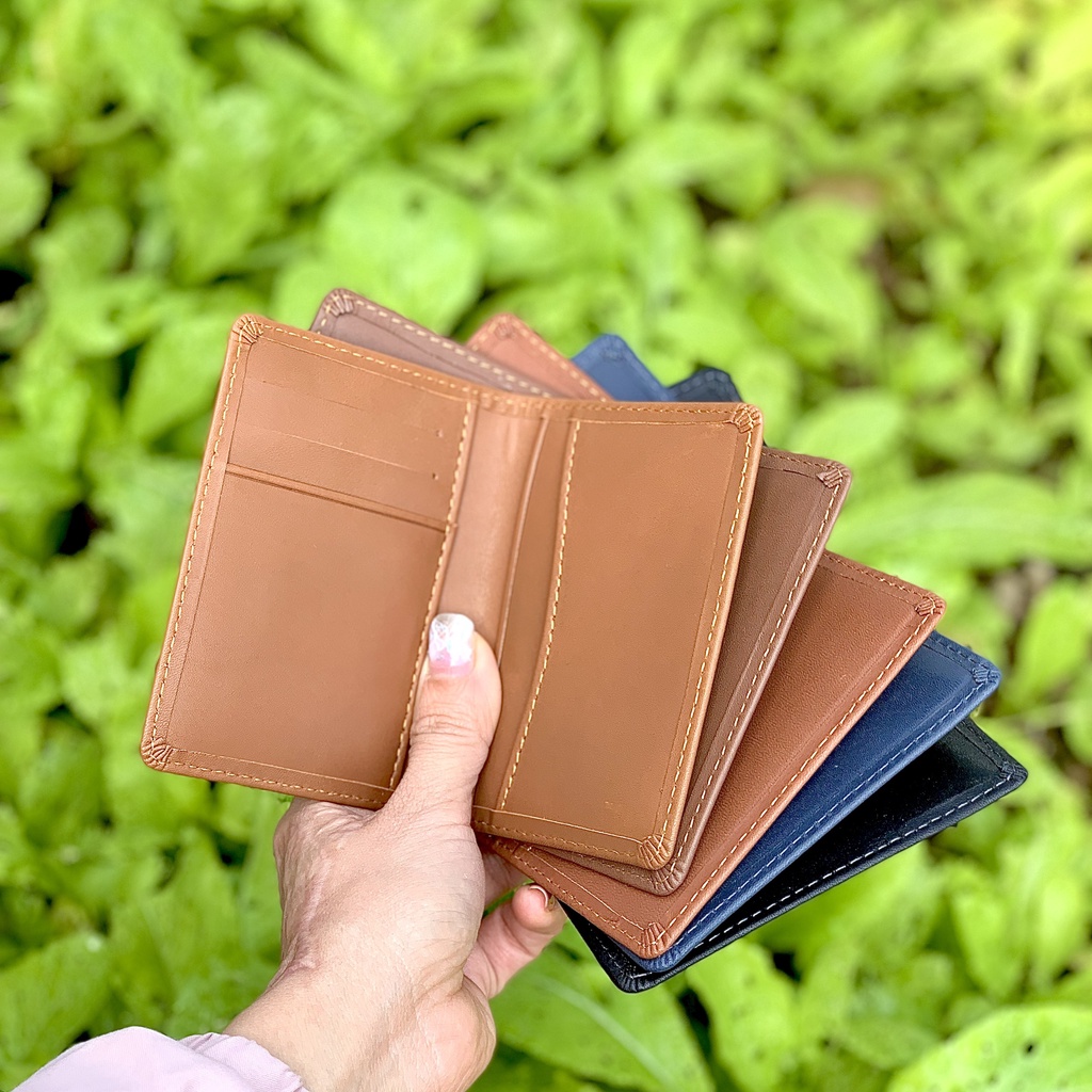 Ví nam da bò đựng thẻ dáng đứng, ví nam da trơn siêu bền mã HY5