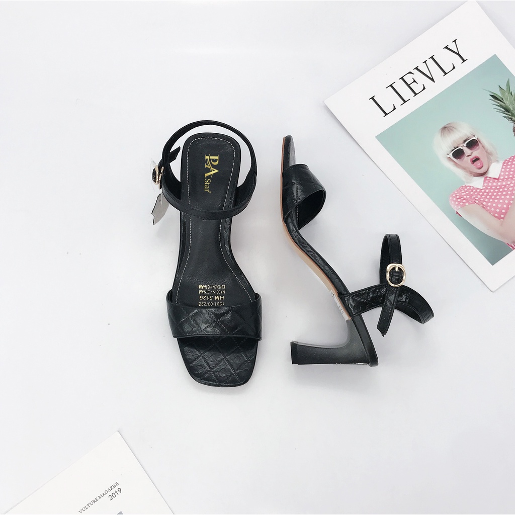 SALE HÀNG LẺ SIZE VNXK - 5126 GIÀY SANDALS QUAI BẢNG NGANG GÓT 7CM THANH NHẸ