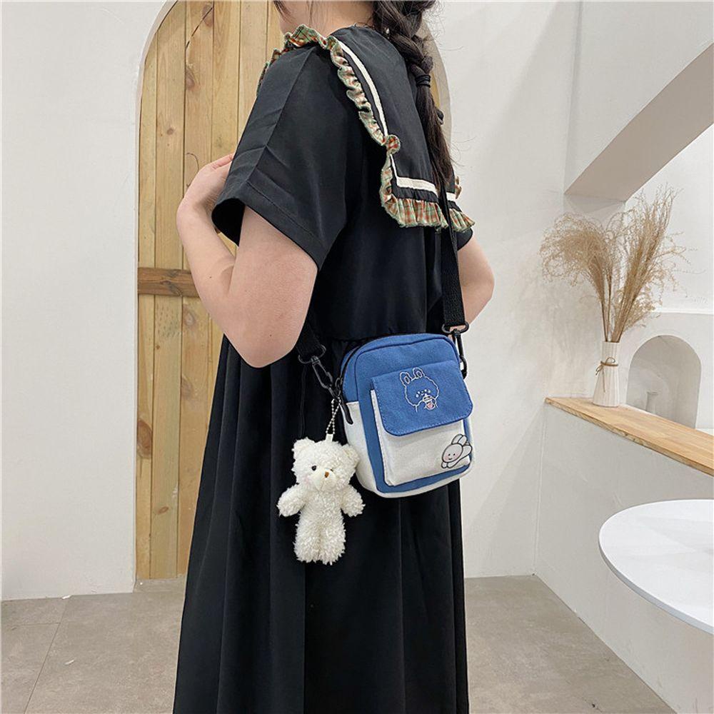 Túi Xách Canvas Phối Màu Tương Phản Thời Trang Cho Nữ