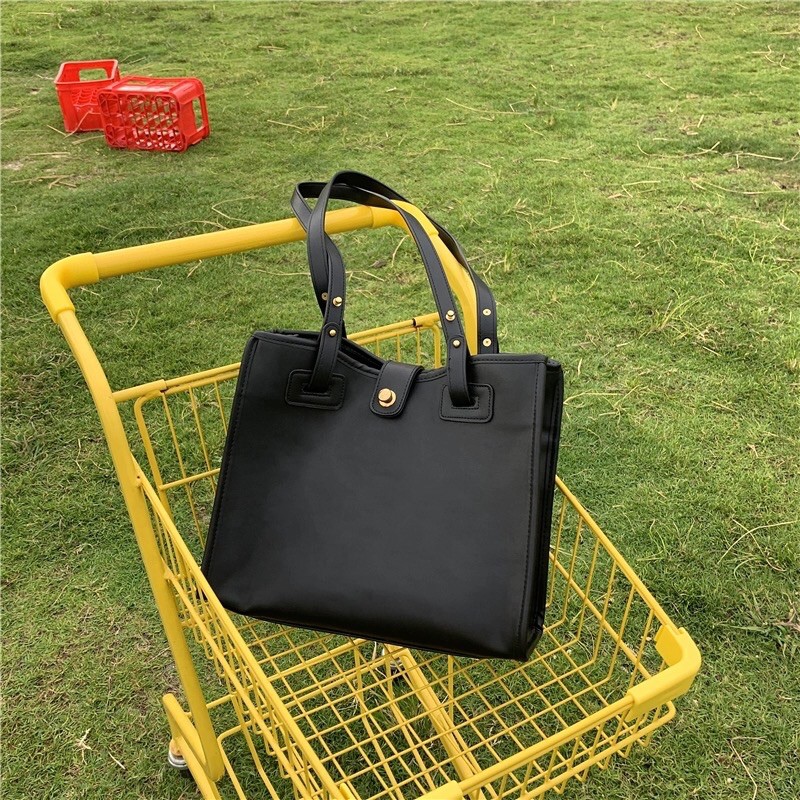 [ORDER] Túi da trơn đen vừa A4 phù hợp đi học đi làm P076 | BigBuy360 - bigbuy360.vn