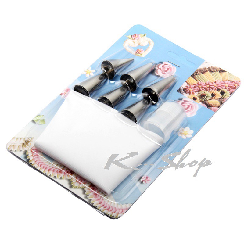 Bộ 6 Đui Bắt Kem Gồm Chốt + Túi Silicon