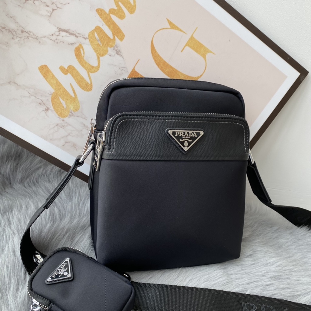 Túi đeo chéo nam da thật thời trang cao cấp Prada phong cách trẻ trung, thời thượng