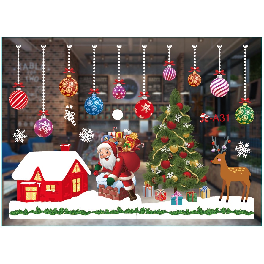 Decal Hít Tích Điện Trang Trí Giáng Sinh Noel Dán Tường Dán Cửa Kính ❤️ FREESHIP❤️ Set 2 Tờ Decal ❤️ Momomart | BigBuy360 - bigbuy360.vn