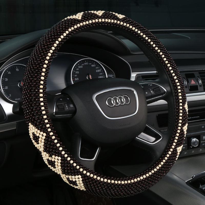 Vỏ Bọc Vô Lăng Bốn Mùa Đính Hạt Gỗ Thông Dụng Không Trượt Thoáng Khí Cho Xe Hơi
