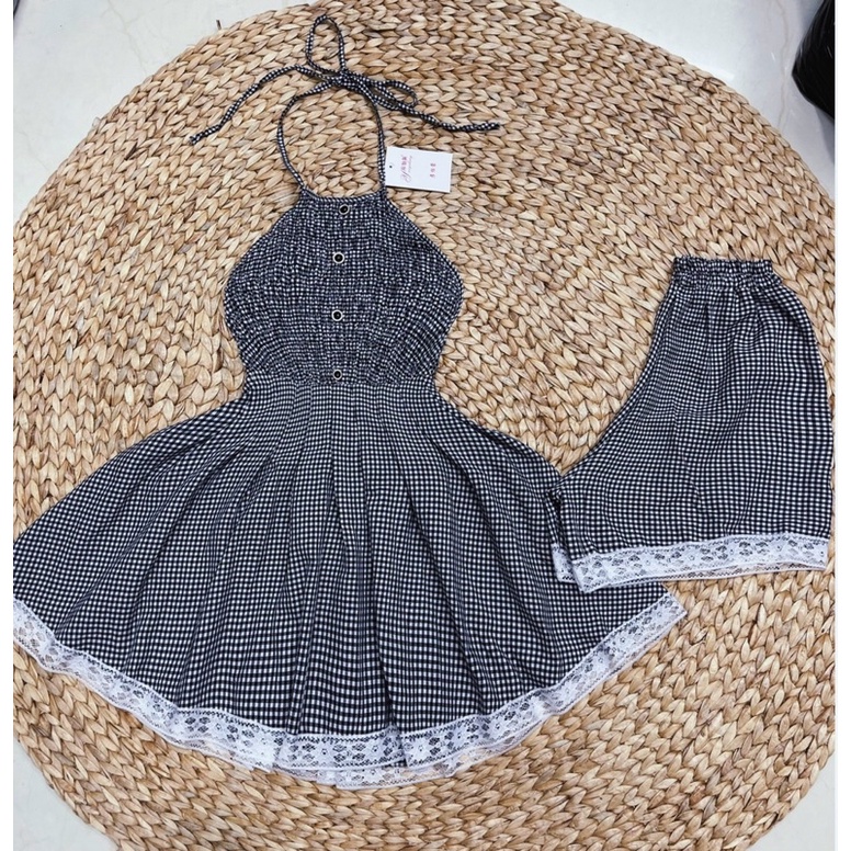 Set yếm kèm quần caro siêu hot alohashop91