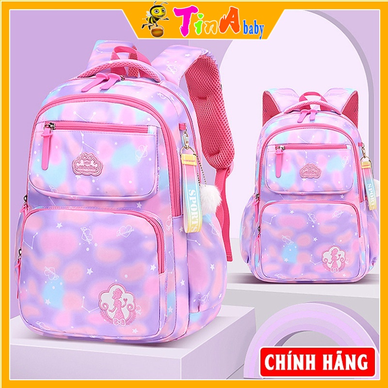 Balo Bé Gái Đi Học Tiểu Học, Cặp Sách Cấp 1 Cho Bé Siêu Nhẹ, Chống Nước E501