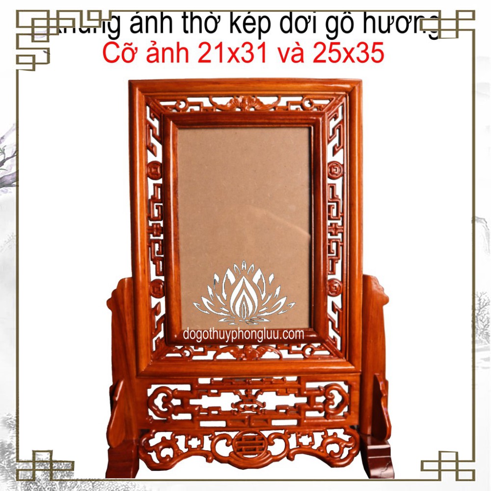 Khung hình thờ kép dơi gỗ hương khung ảnh thờ chiện dơi