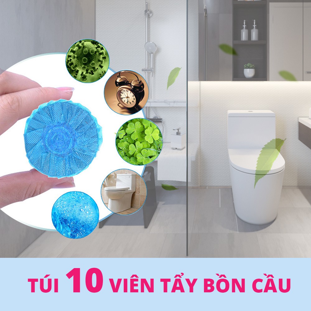Gói 10 Viên Tẩy Bồn Cầu Diệt Vi Khuẩn Loại Trừ Mùi Hôi Toilet
