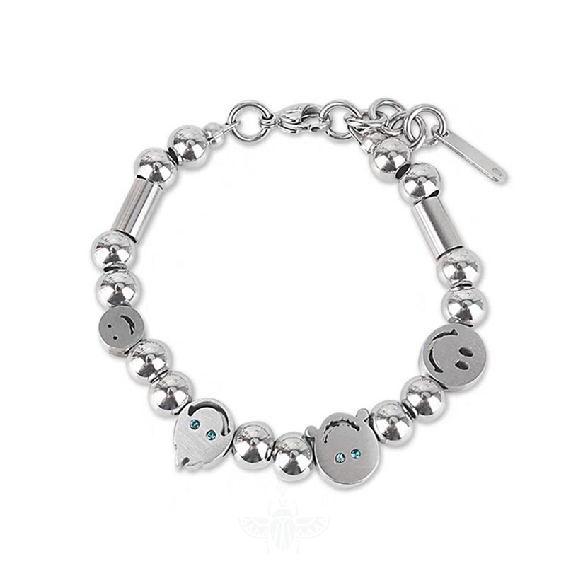 Vòng Tay Thép Titan Phối Mặt Cười Thời Trang Cá Tính